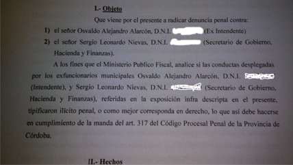 Denunciaron a Alarcón en la Fiscalía