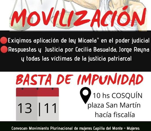 MOVILIZACIÓN: Por Cecilia, Jorge y todas las víctimas de la justicia patriarcal.