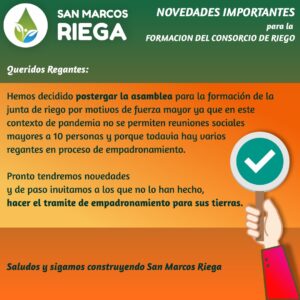 Se suspendió la Asamblea del Consorcio de Riego.